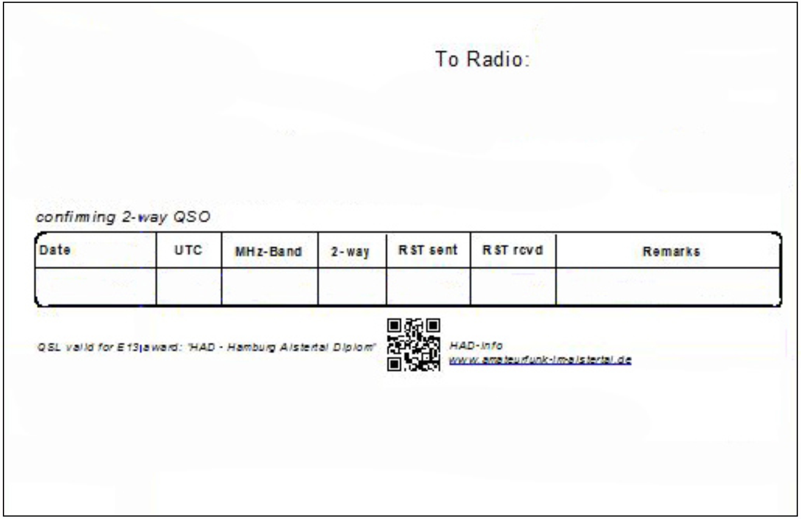 QSL-Karte Rueckseite mit Rand